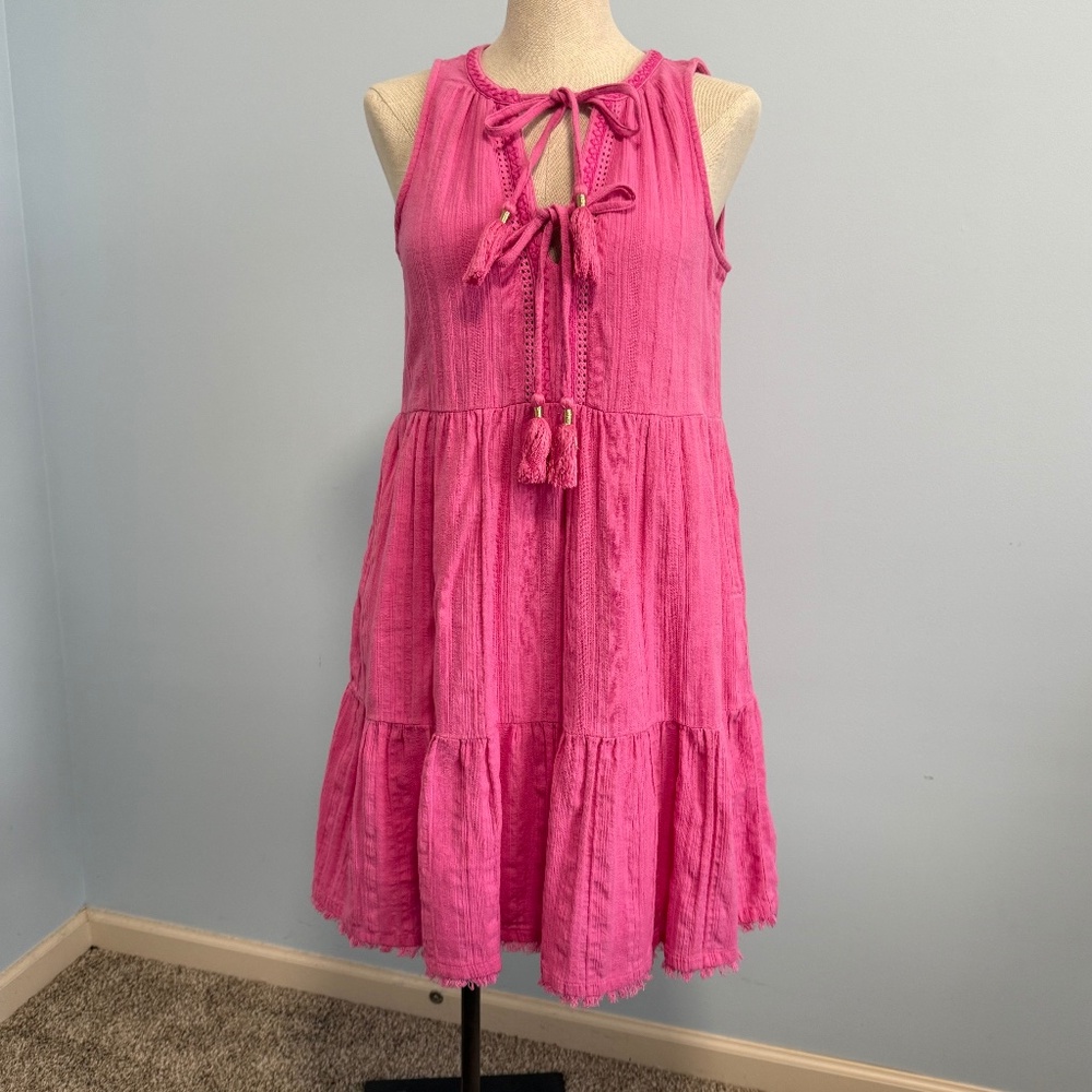 Tommy Bahama Women’s Cotton Sleeveless Tiered Dress Size XS Pink‎
